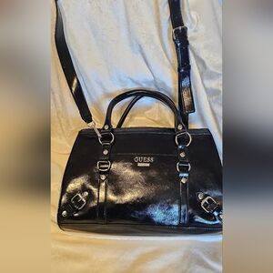 Guess Black Faux Patent Leather Handbag